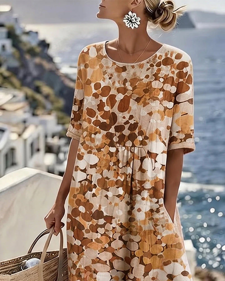 Marielle | Blommig Midiklänning med Fickor
